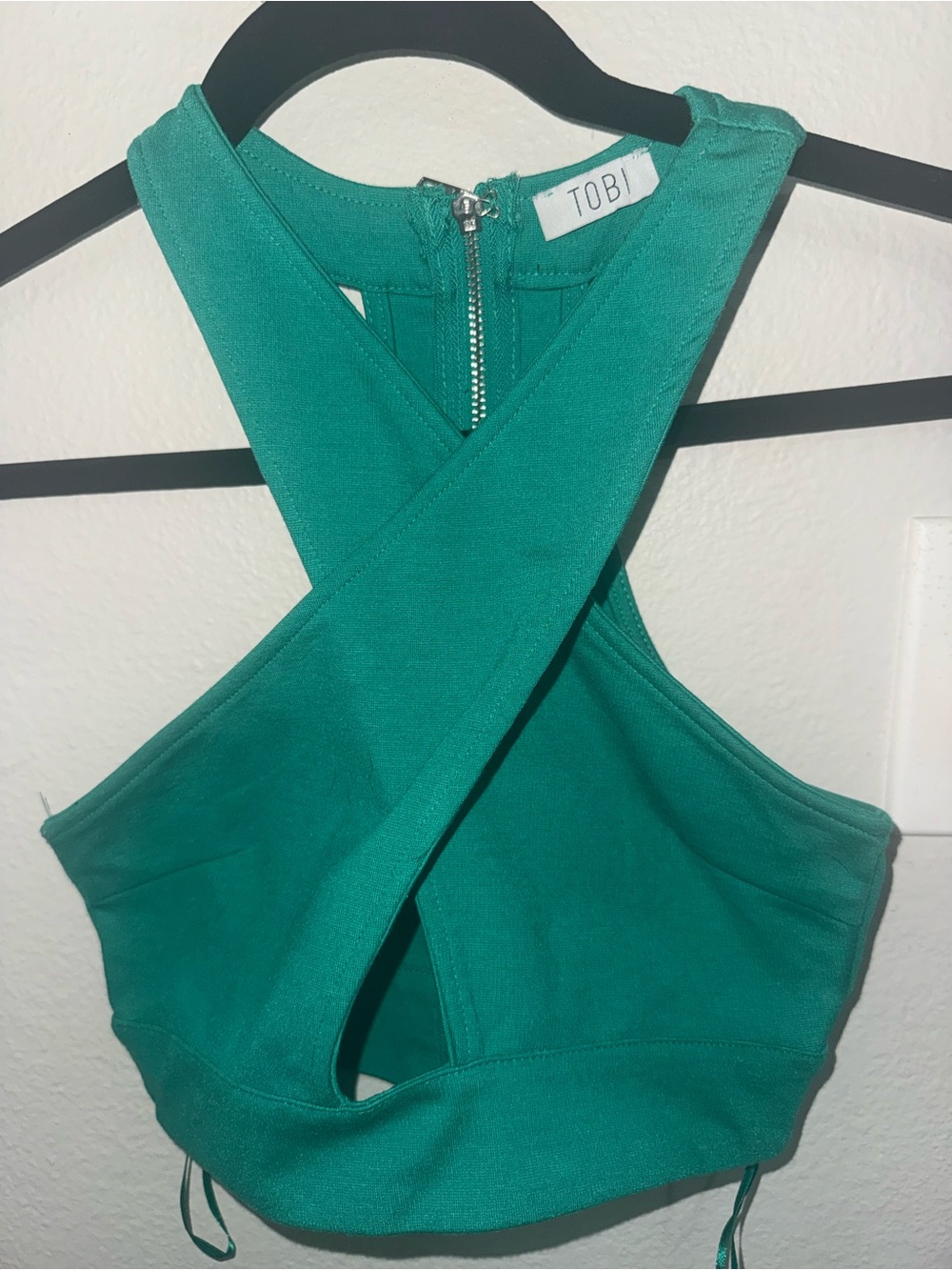 Tobi Teal Cross-Back Crop Top
